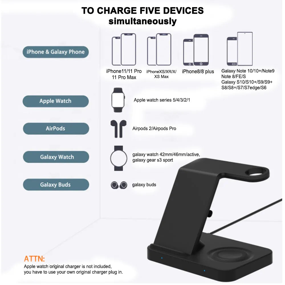 Vibe Geeks 3 - in - 1 Qi Enabled Wireless Charging Station