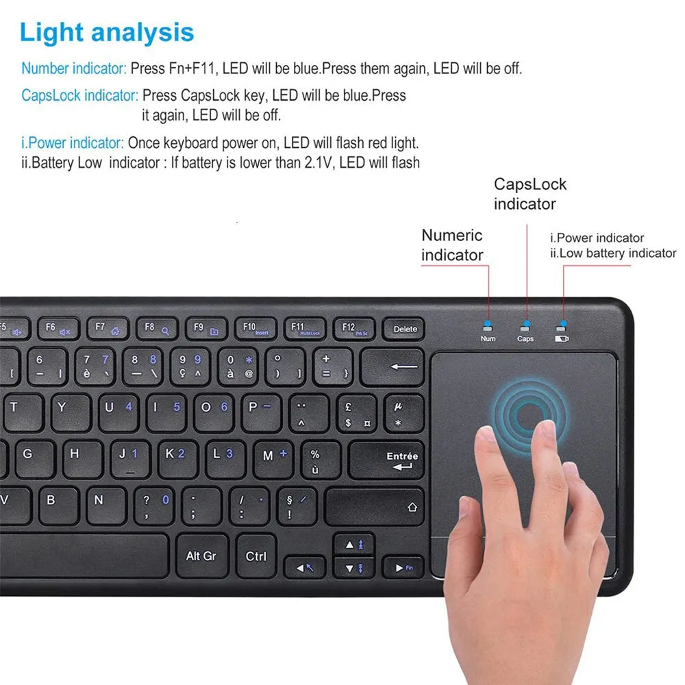 Vibe Geeks 78 Keys 2.4G Wireless Mini Keyboard with Mouse