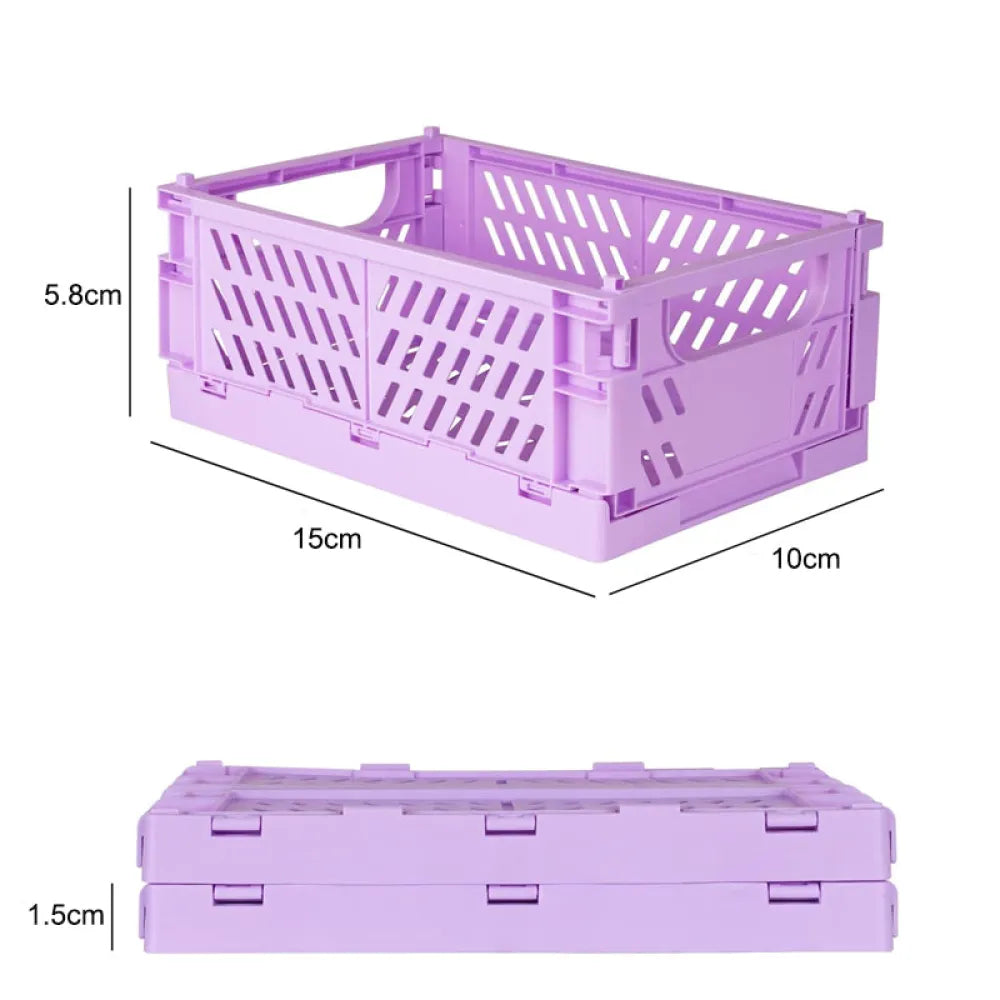 Vibe Geeks Pack of 3 Mini Folding Plastic Crates Storage