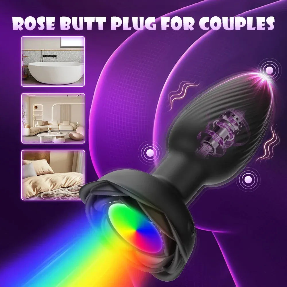 360 Rotating Vibrating Anal Plug Led Light