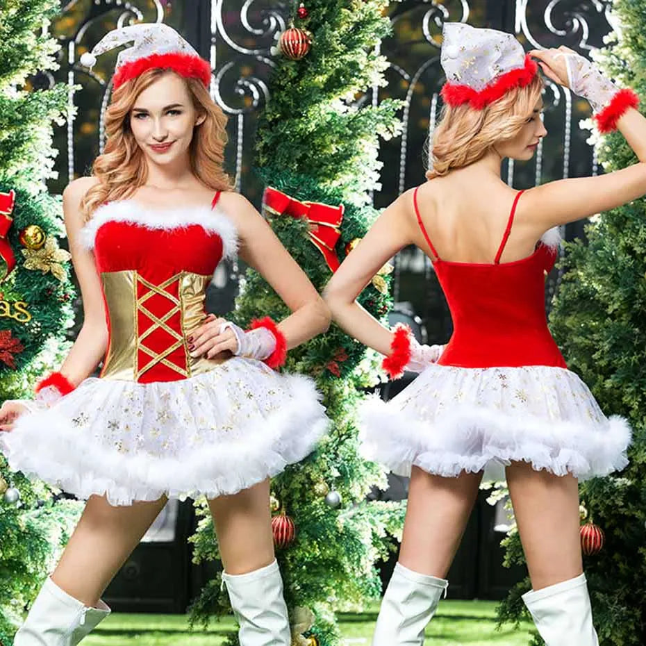 Alluring Christmas Lingerie Bodysuit Role Play Costume