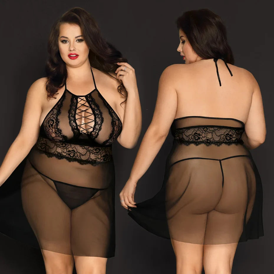 Plus Size Lingerie Alluring Babydoll Nightgown For Women