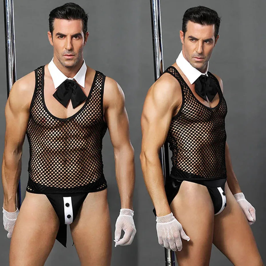 Blue Seaman Cosplay Lingerie Set Men Erotic Role Play Outfit