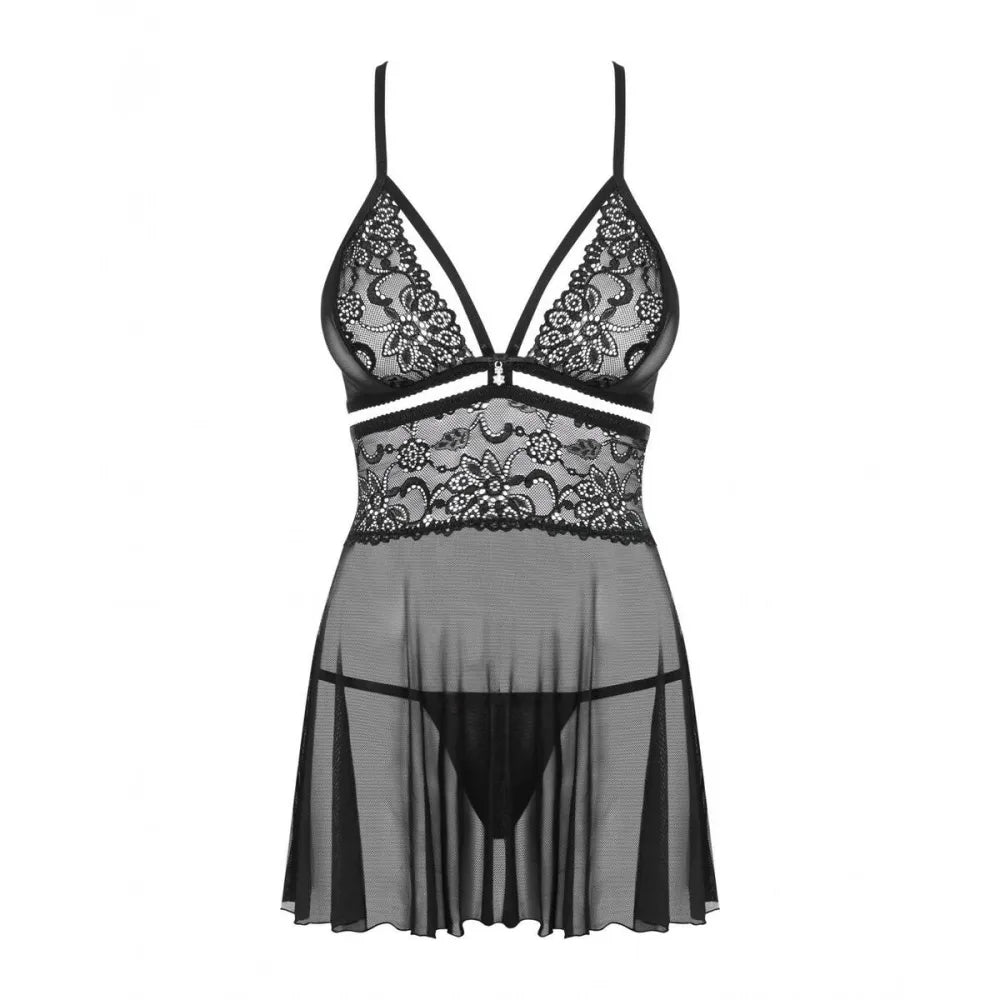 Babydoll By Obsessive 838-Bab-1 Black L/Xl
