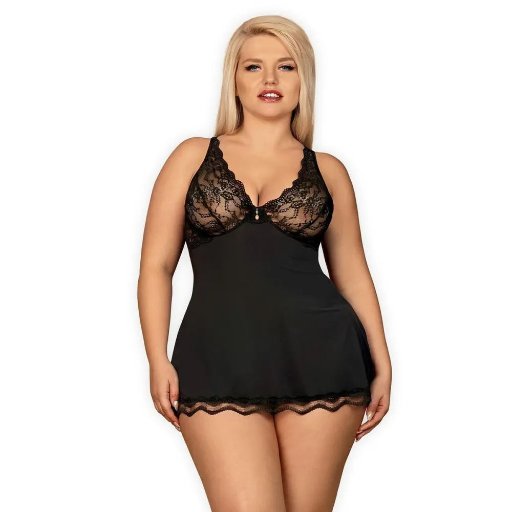 Babydoll By Obsessive Luvae Black Xxl/Xxxl
