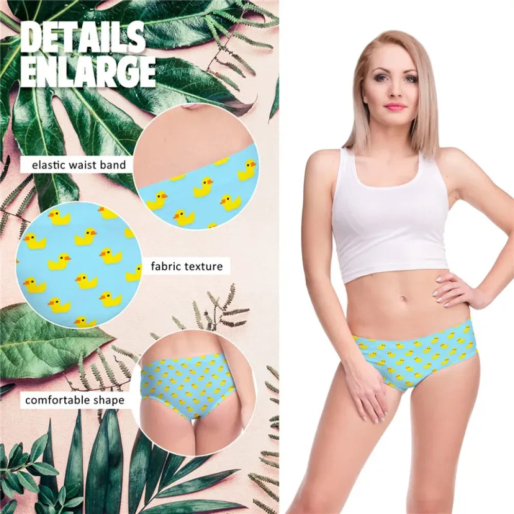 DeanFire Super Soft Women 3D Panties Underwear Ducks Yellow
