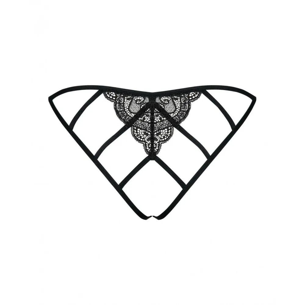 Knickers By Obsessive Miamor Crotchless Panties L/Xl Black