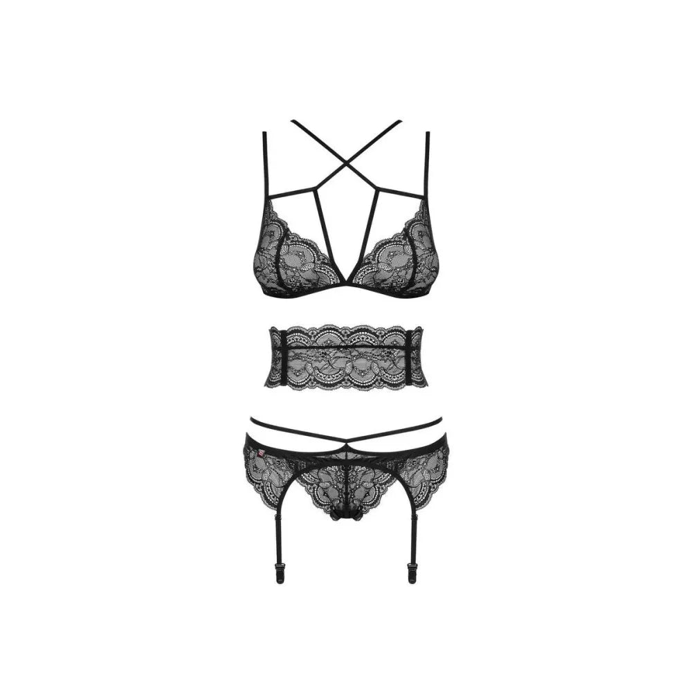 Lace Underwear Set By Obsessive Frivolla Black S/M