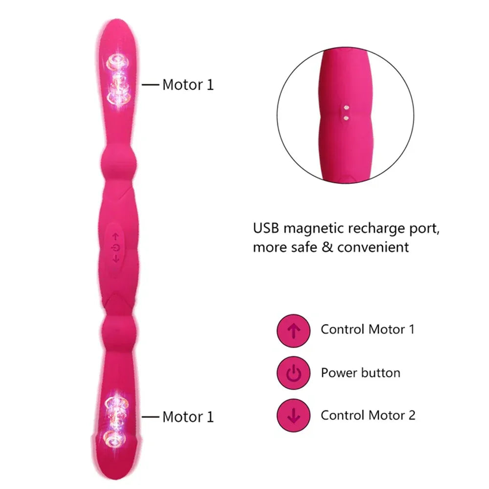 Long Dual Sided Vibrating Dildo For Women